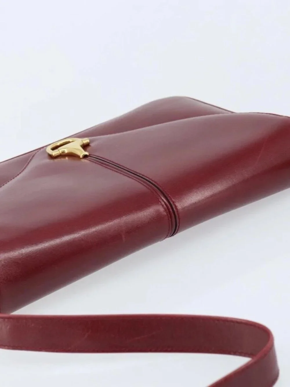 GUCCI Horsebit Shoulder Bag Leather Red Gold Auth ep13642 - Picture 6 of 15